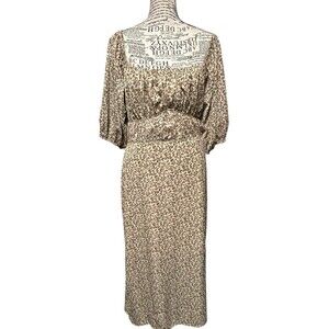 Bohme Midii Dress Size medium Floral Boho Granny Retro Spring Milkmaid